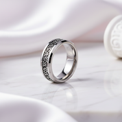 Where Love Never Ends- Celtic Triquetra Knot Men’s Band-Black Diamonds New York