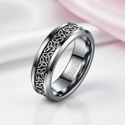 Where Love Never Ends- Celtic Triquetra Knot Men’s Band-Black Diamonds New York