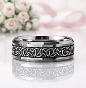 Where Love Never Ends- Celtic Triquetra Knot Men’s Band-Black Diamonds New York