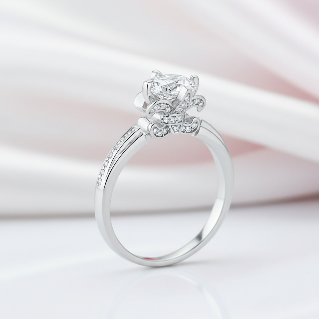 Iris Bud Shape Setting Diamond Option Ring-Black Diamonds New York