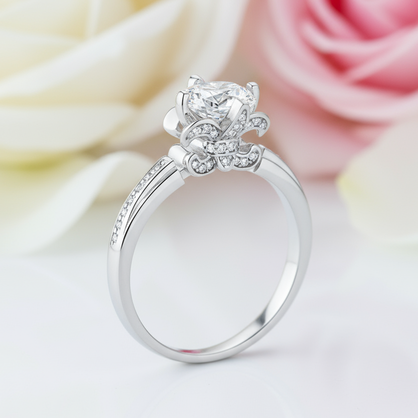 Iris Bud Shape Setting Diamond Ring-Black Diamonds New York