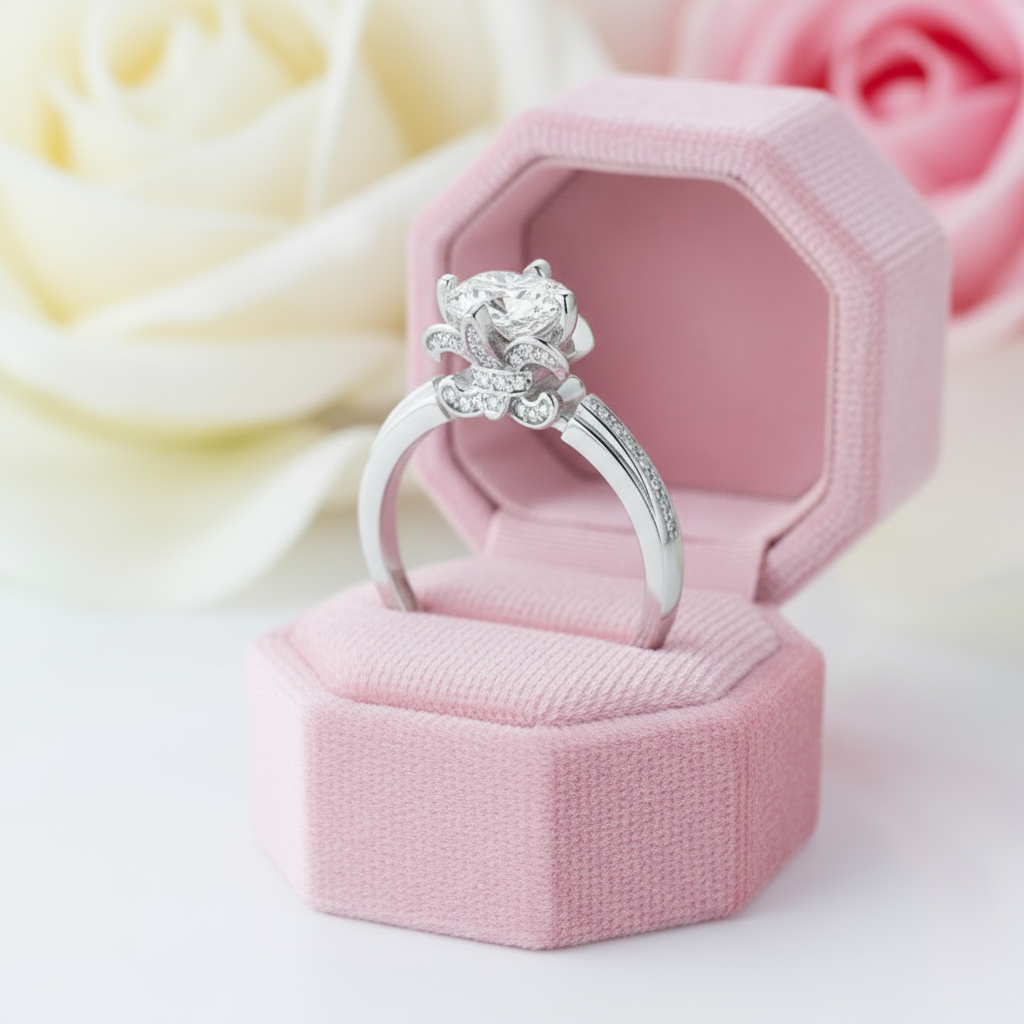 Iris Bud Shape Setting Diamond Ring-Black Diamonds New York