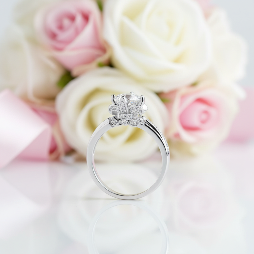 Iris Bud Shape Setting Diamond Option Ring-Black Diamonds New York