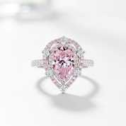 Double Halo 2.0Ct 2-Tone Romantic Pink Pear Cut Engagement Ring-Black Diamonds New York