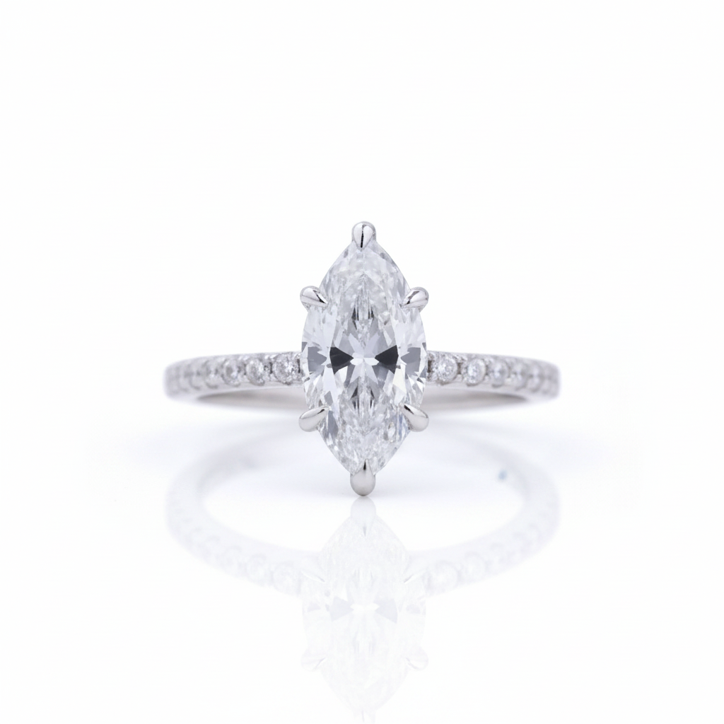 1.5 Carat Marquise Cut Engagement Ring-Black Diamonds New York