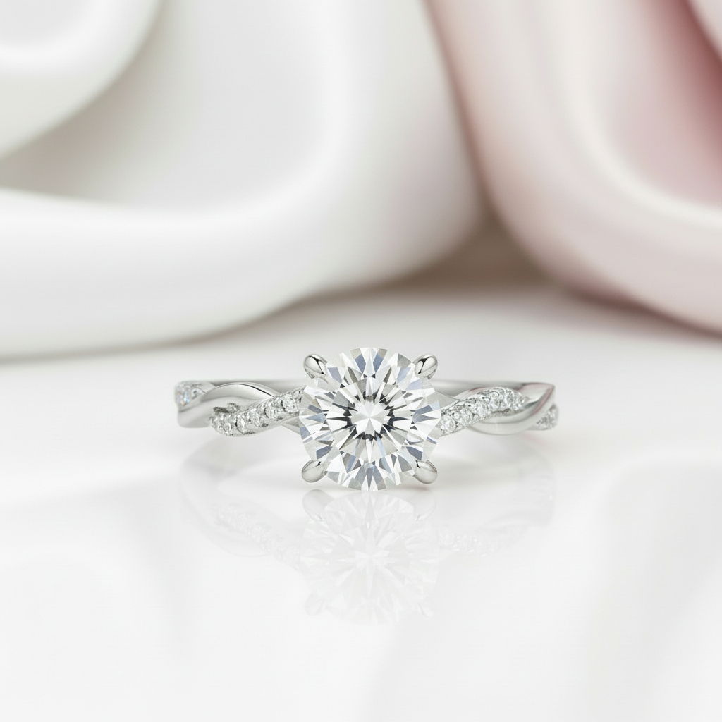 Twist 1.25ct Round Cut Diamond Promise Ring-Black Diamonds New York