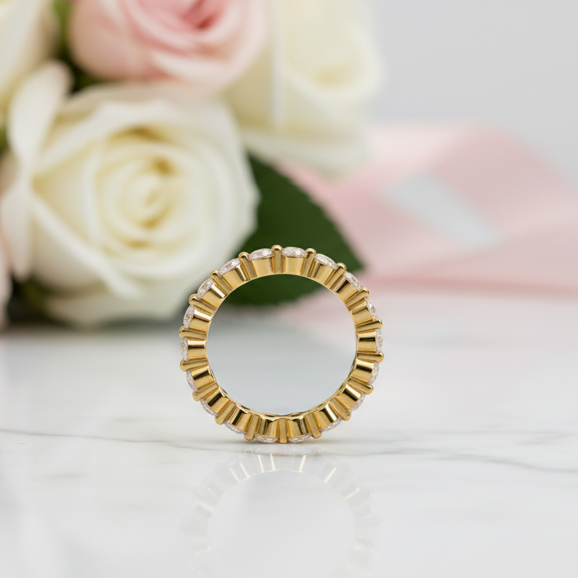 Yellow Gold Women's Stackable Wedding Band Set-Black Diamonds New York