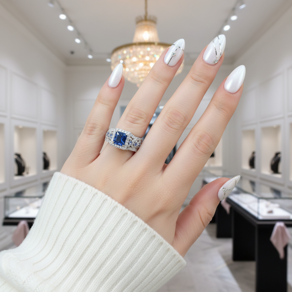 Purple Blue Princess Cut Tanzanite Gemstone Engagement Ring Set-Black Diamonds New York