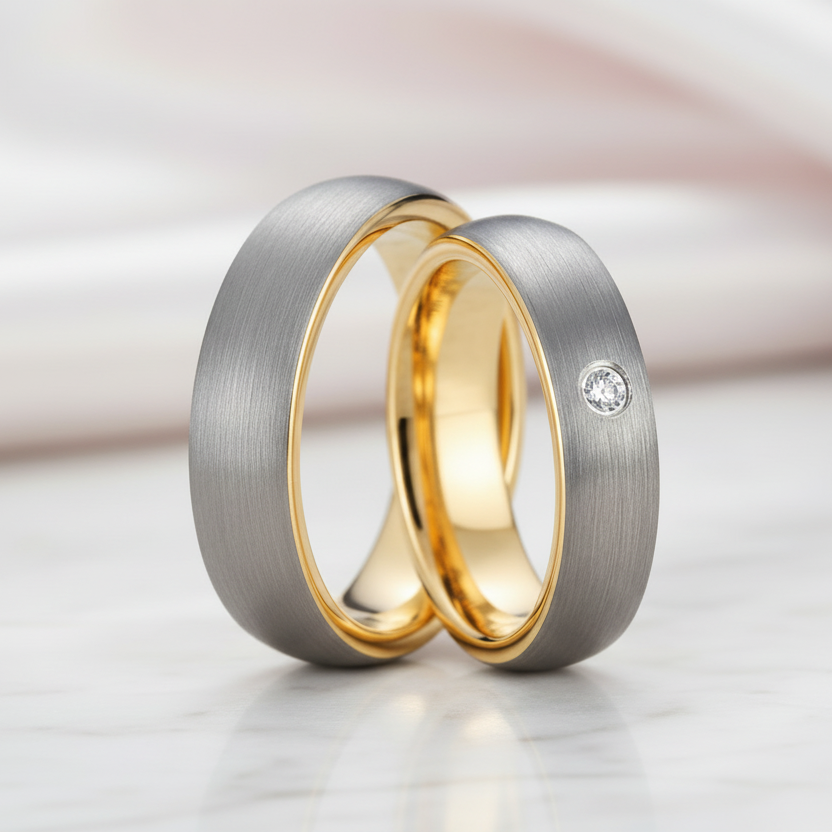Dome Brushed Finished Tungsten Wedding Band with Diamond Option-Black Diamonds New York