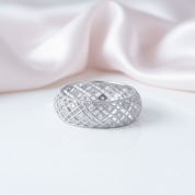 Round Cut Diamond Option Hallow Lattice Wedding Band-Black Diamonds New York