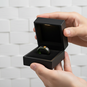 8mm Black Brushed Dome Tungsten Carbide Wedding Band with Inner Green Color-Black Diamonds New York