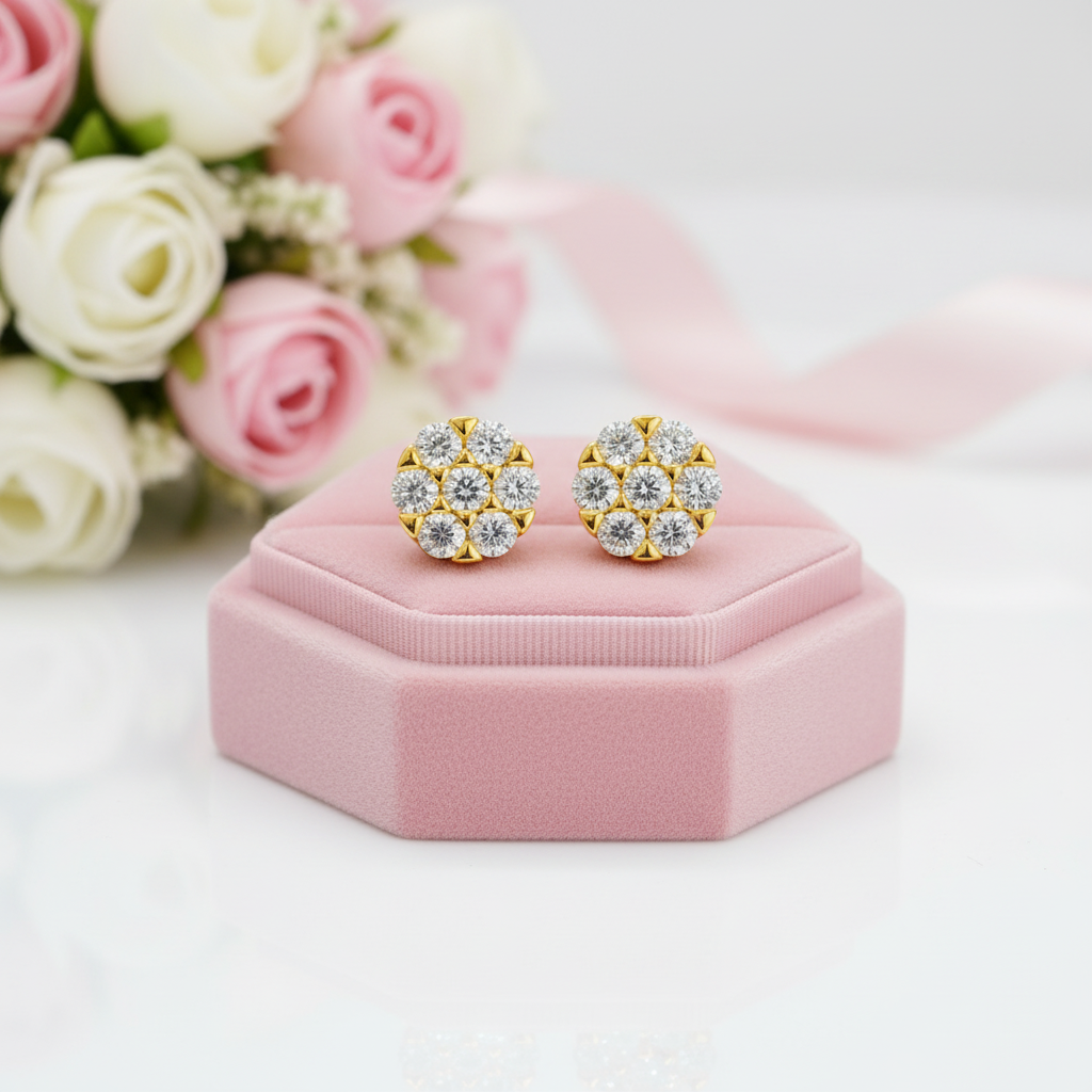 Diamond D Color Round Earrings-Black Diamonds New York