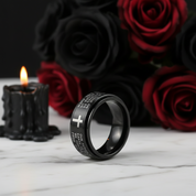 Men's Titanium Wedding Band with Bible Verse-Black Diamonds New York