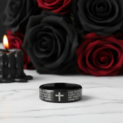 Men's Titanium Wedding Band with Bible Verse-Black Diamonds New York