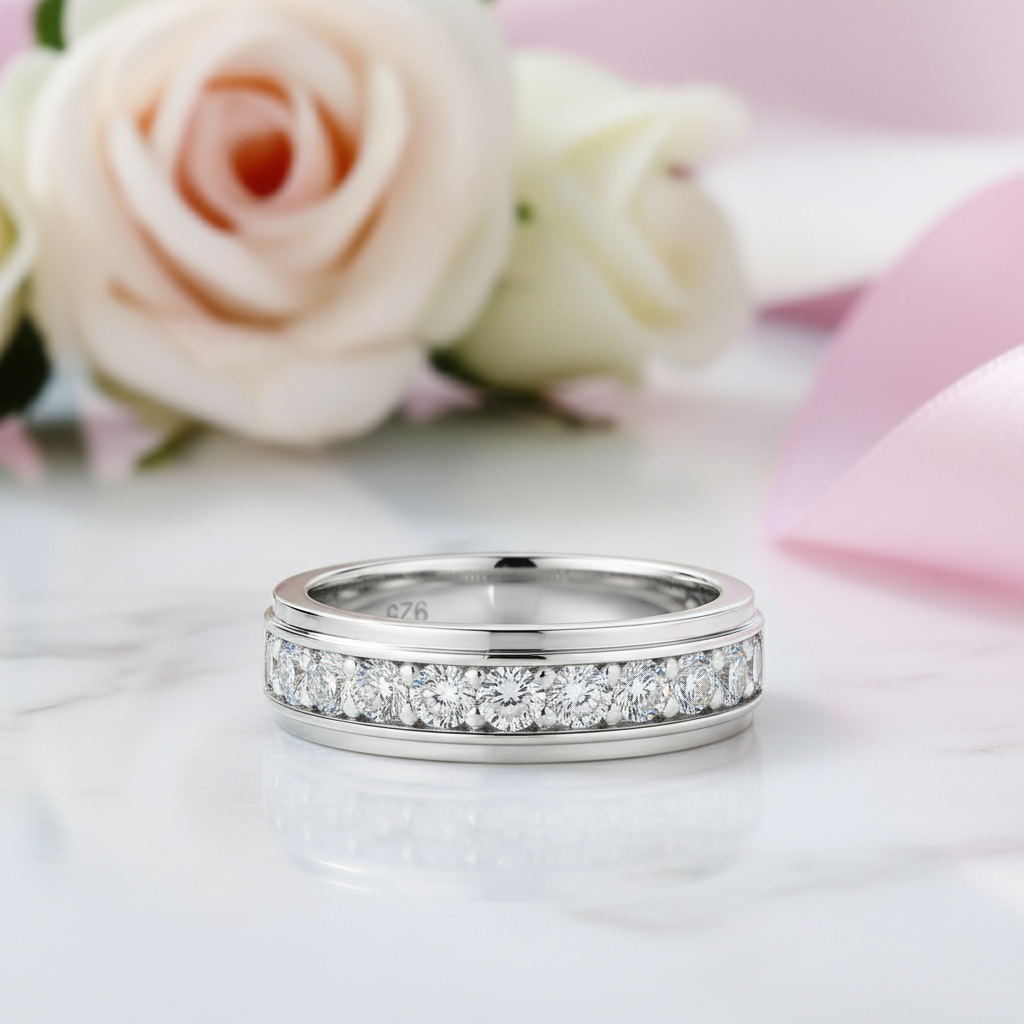 Two Tone Brilliant Round Cut Men's Ring Band-Black Diamonds New York