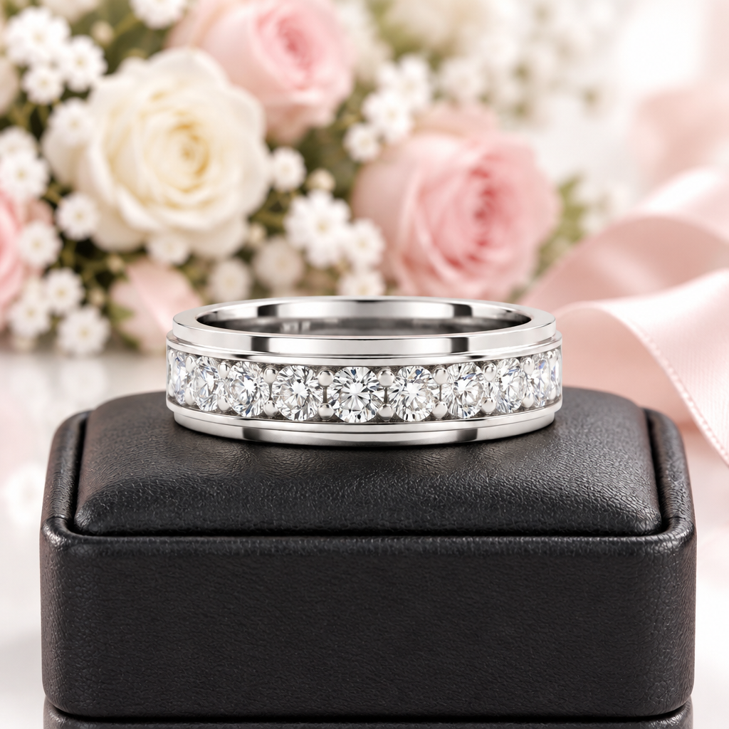 Brilliant Round Cut Diamond Option Men's Ring Band-Black Diamonds New York