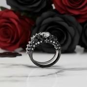 You're My Forever- 1.25 Carat Round Cut Diamond Skulls Promise Ring Set-Black Diamonds New York