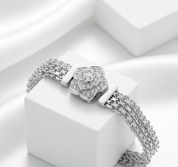 Rose Flower Flat Bracelet with Diamond-Black Diamonds New York