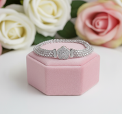 Rose Flower Flat Bracelet with Diamond-Black Diamonds New York