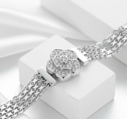 Rose Flower Flat Bracelet with Diamond-Black Diamonds New York