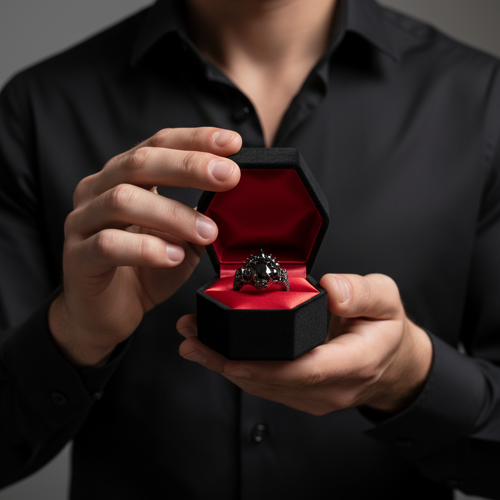 Together Forever- 1.25 Carat Black Diamond Gothic Ring Set-Black Diamonds New York