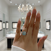 Exquisite Halo Cushion Cut Cyan Blue Diamond Engagement Ring-Black Diamonds New York
