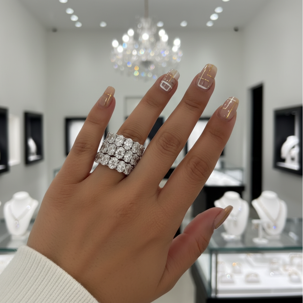 Oval-Cut Diamond Option Full Eternity Ring-Black Diamonds New York