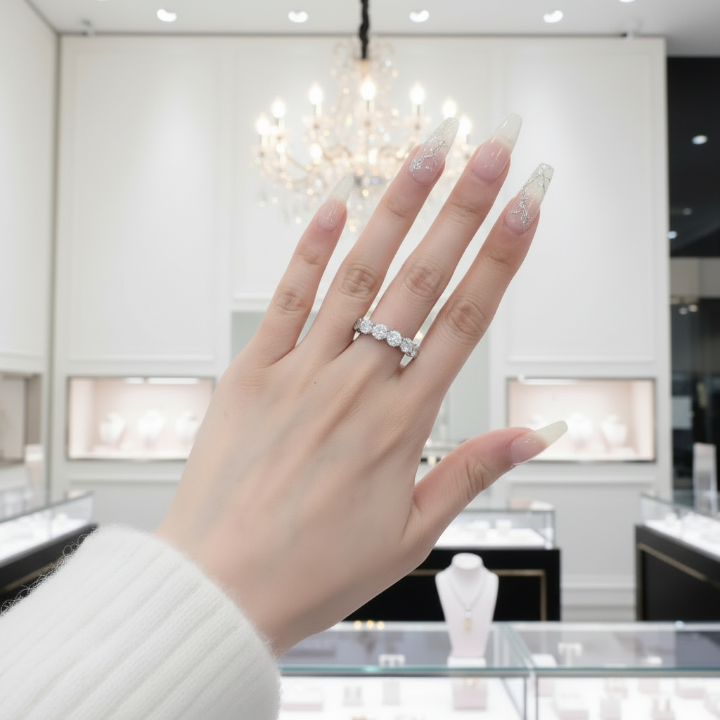 Round Cut Wedding Ring Band for Anniversary-Black Diamonds New York