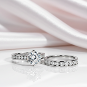 2Pcs Classic Round Cut Diamond Wedding Ring Set-Black Diamonds New York