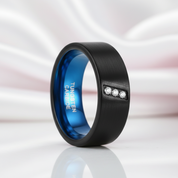 Diagonal Diamond Brushed Men's Tungsten Wedding Band-Black Diamonds New York