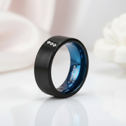 Diagonal Diamond Brushed Men's Tungsten Wedding Band-Black Diamonds New York