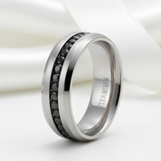 Men's Titanium Wedding Band with Diamond-Black Diamonds New York