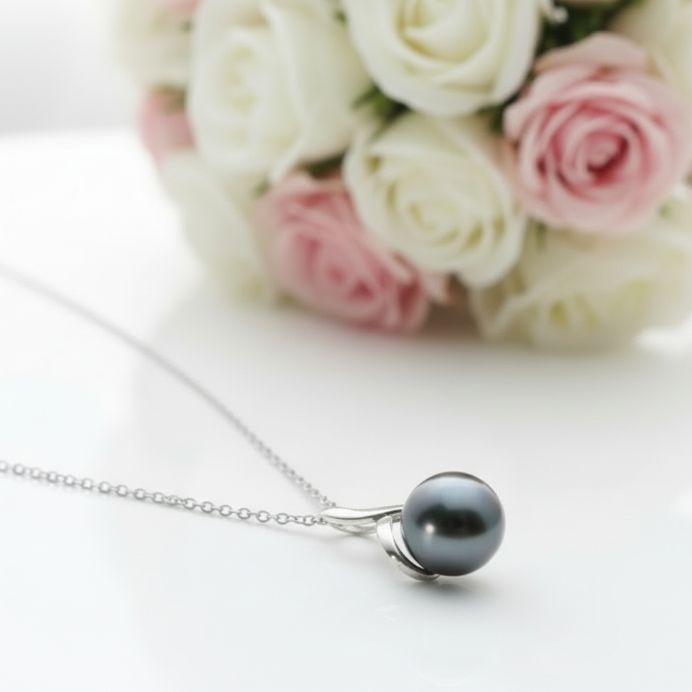 Tahitian Black Pearl Pendant Necklace-Black Diamonds New York