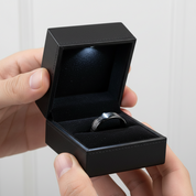 Black Beveled Titanium Wedding Band with Silk Inlay-Black Diamonds New York