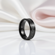 Black Beveled Titanium Wedding Band with Silk Inlay-Black Diamonds New York