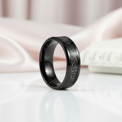 Black Beveled Titanium Wedding Band with Silk Inlay-Black Diamonds New York