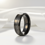 Black Beveled Titanium Wedding Band with Silk Inlay-Black Diamonds New York
