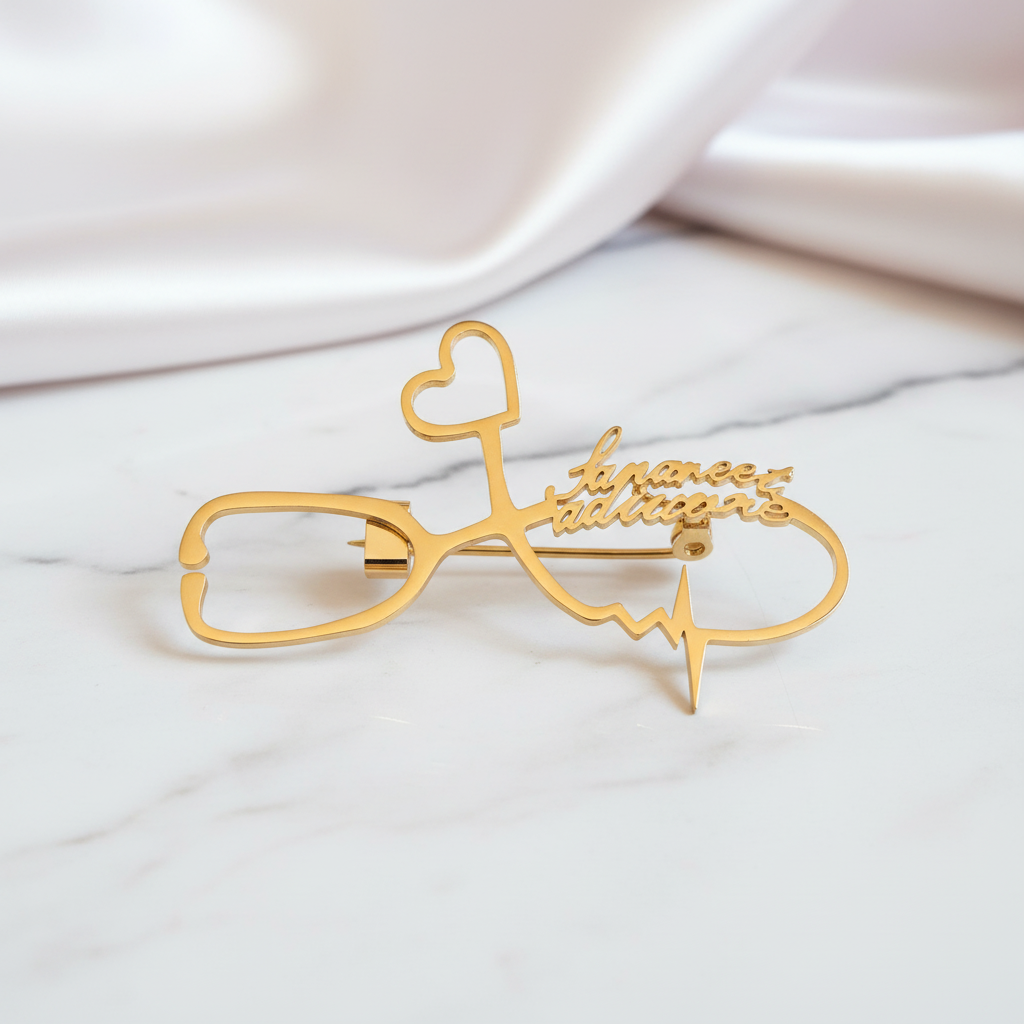 Customized Engraved Stethoscope Lapel Pin for Doctors and First Responders-Black Diamonds New York