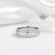 Emerald Cut Diamond Option Three-Layer Wedding Band-Black Diamonds New York
