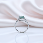 8mm Round Moss Agate Halo Engagement Ring-Black Diamonds New York
