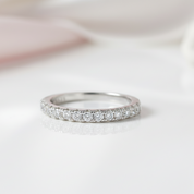 1.5mm Round Cut Diamond Option Half Eternity Wedding Band-Black Diamonds New York