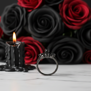 Pear-Cut Black Spinel Gothic Ring-Black Diamonds New York