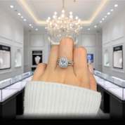 Radiant-Cut Diamond Option Double-Halo Split Shank Ring Set-Black Diamonds New York