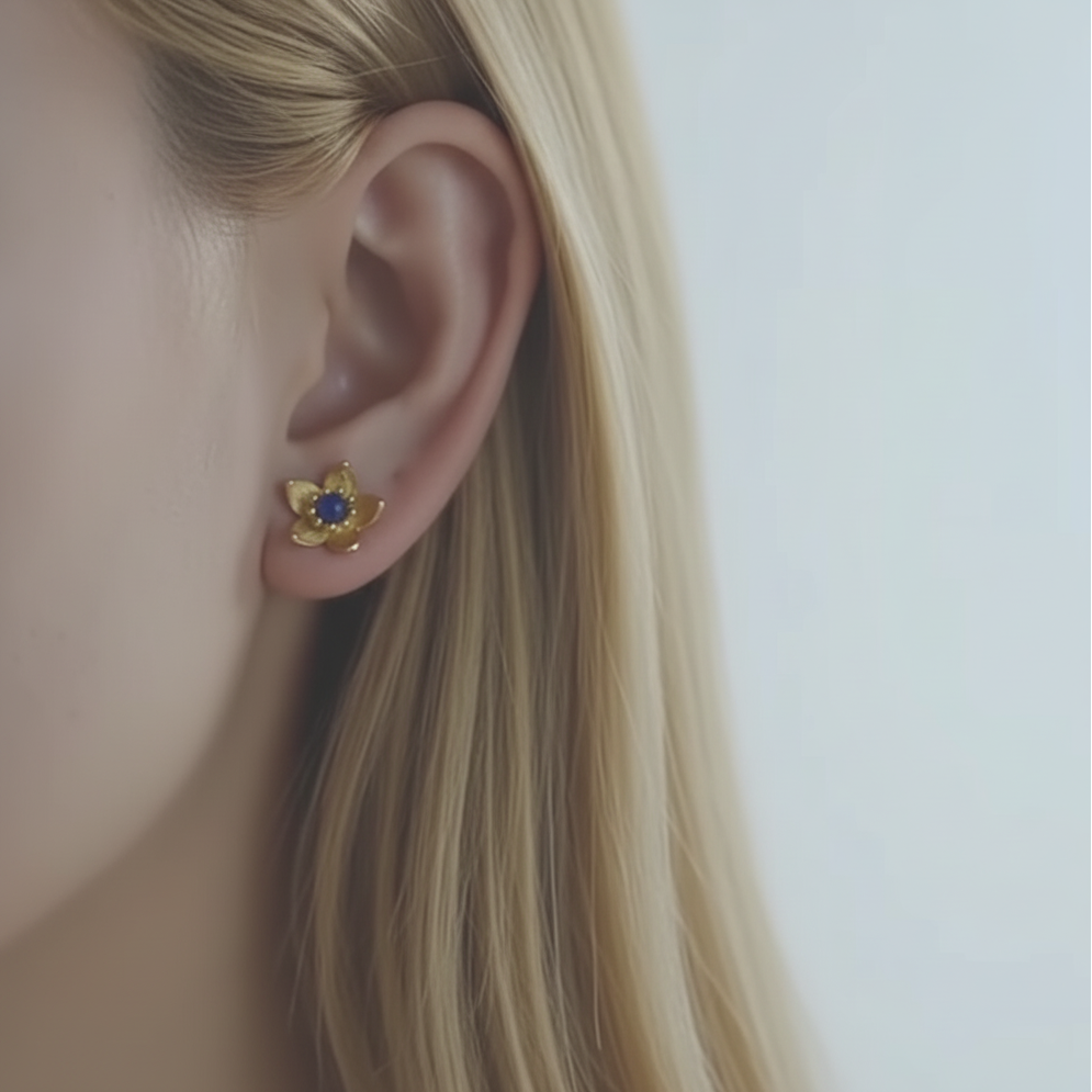 Fresh Flower Stud Earrings-Black Diamonds New York
