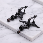 Bat Shaped Natural Garnet Vintage Gothic Punk Earrings-Black Diamonds New York