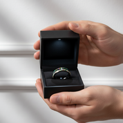 Galaxy Opal & Abalone Shell Men's Tungsten Wedding Band-Black Diamonds New York