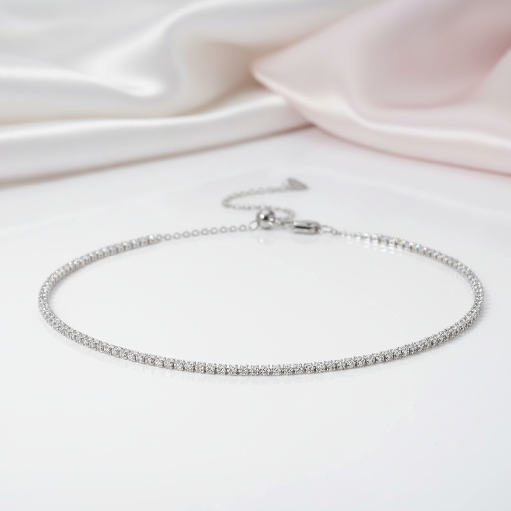 2mm Round Diamond Option Adjustable Tennis Necklace-Black Diamonds New York