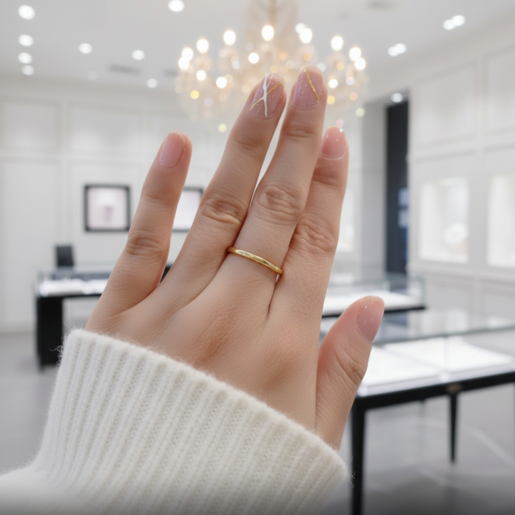 Yellow Gold Simple Ring Band In Sterling Silver-Black Diamonds New York