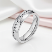 Men's Titanium Wedding Band with Diamond Option-Black Diamonds New York