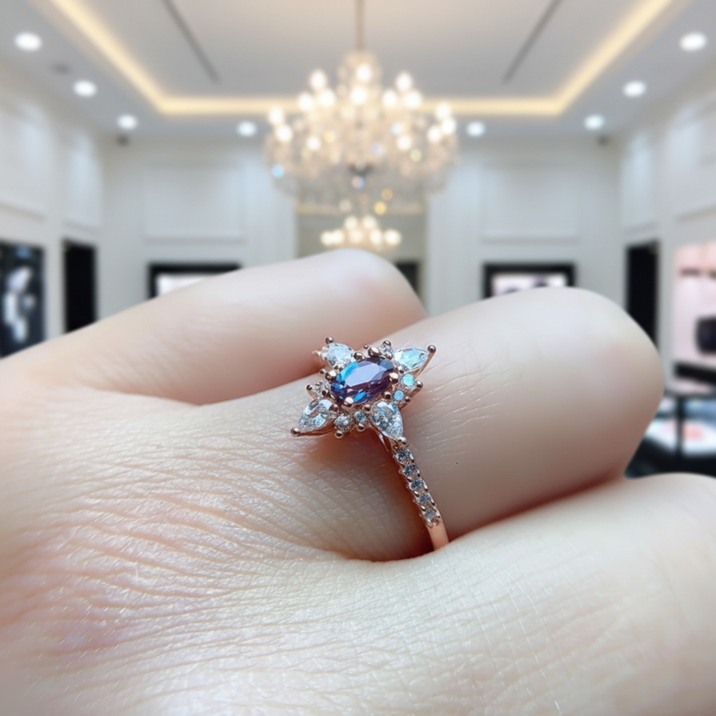 Oval Cut Lab Alexandrite Gemstone-Black Diamonds New York